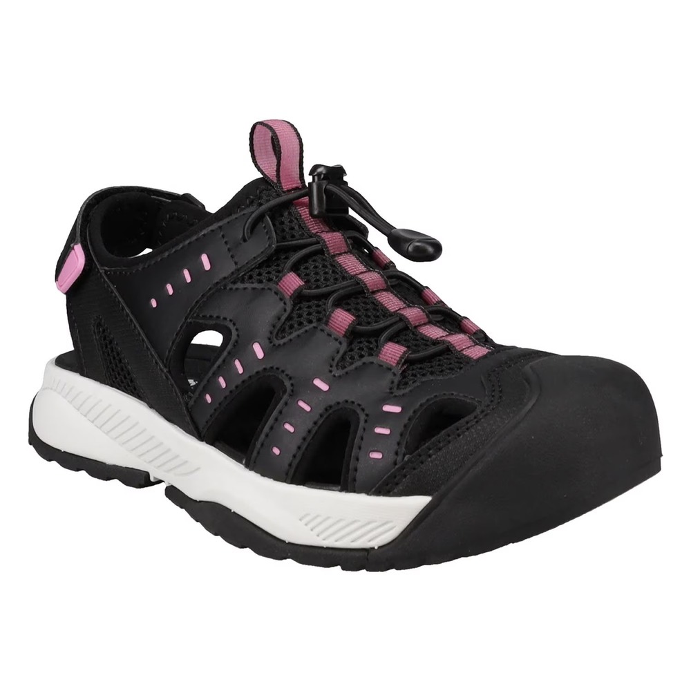 Eddie Bauer Womens Water Shoe Black Pink Bungee Strap Athletic Sneaker Size 10